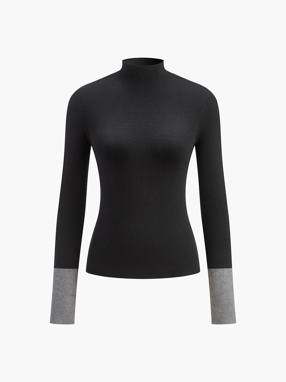 Isla | Contrast-Cuff Mock Neck Sweater