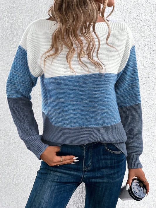 Carys | Colorblock Boat-Neck Sweater