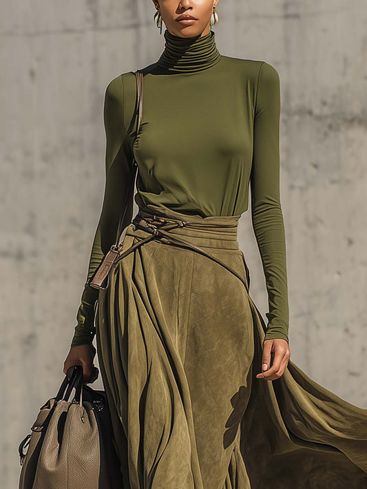 Madison Turtleneck Top and Maxi Skirt Set