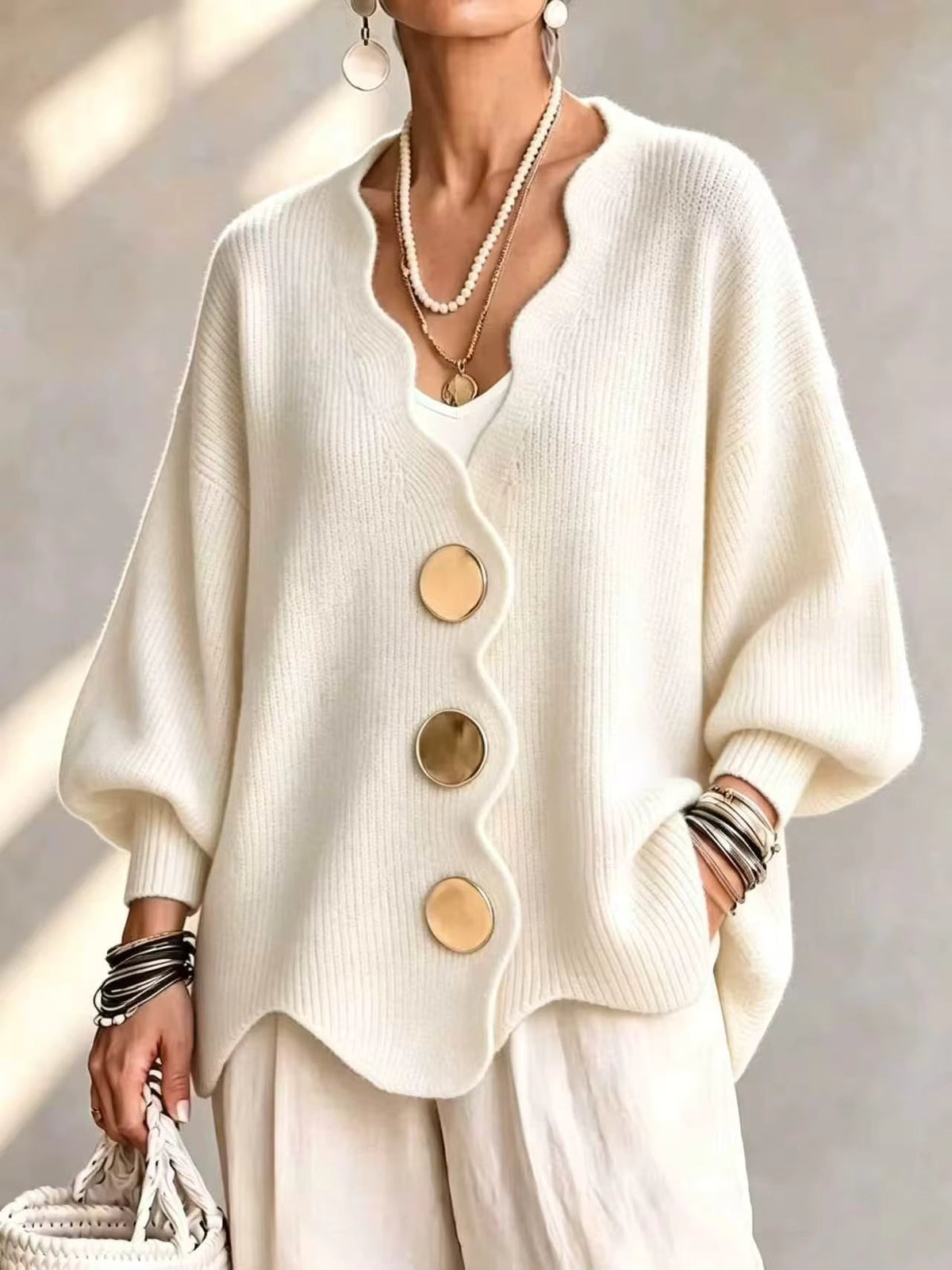 Carla | Loose Button Knit Cardigan