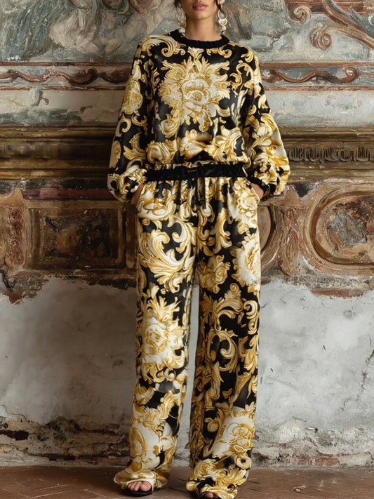 Ava Baroque Floral Loungewear Set