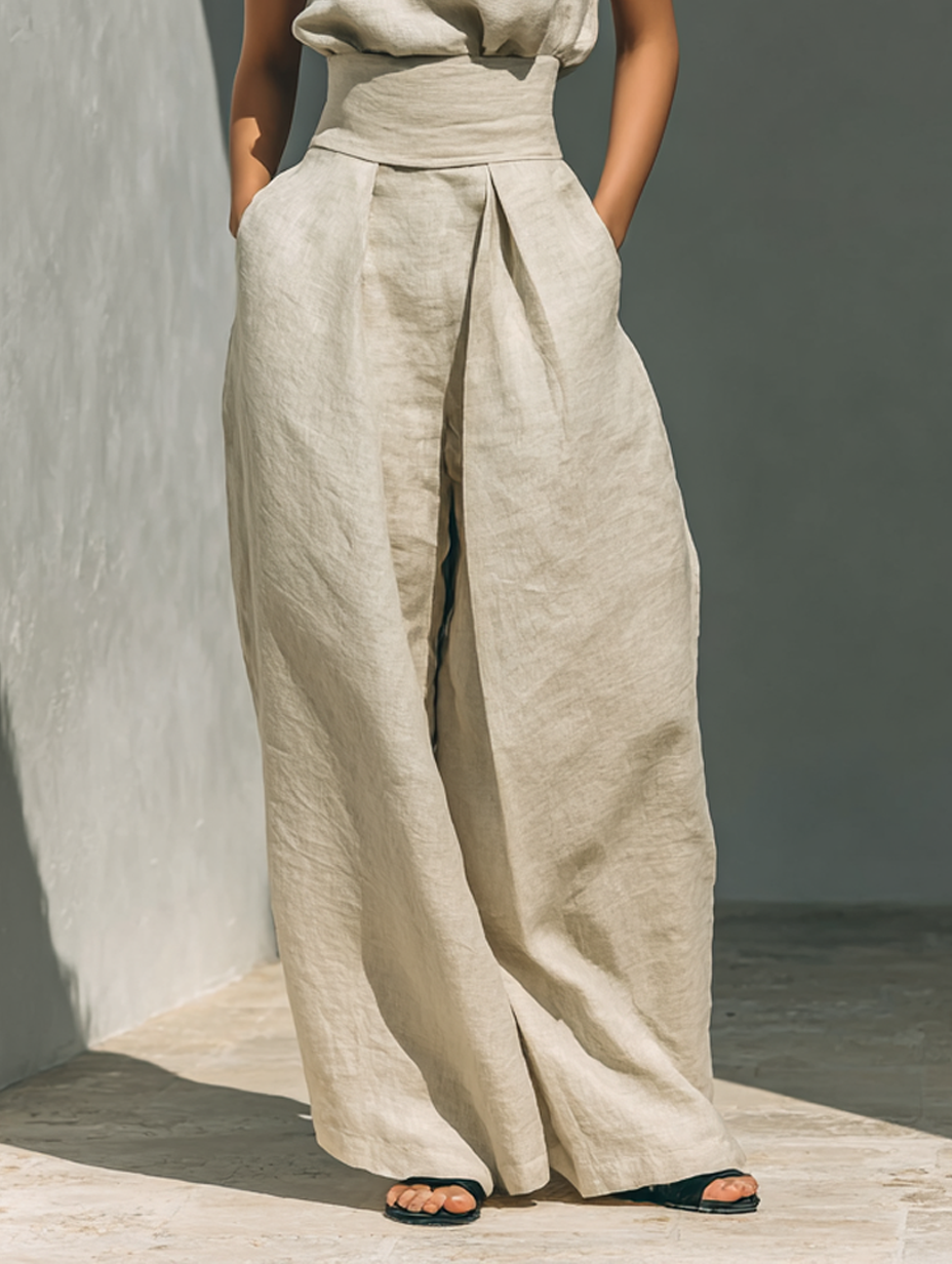 Nana Sleeveless Top and Wide-leg Pants Set