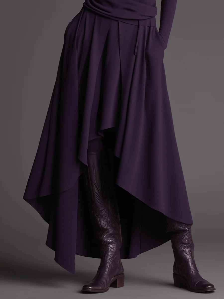 Aria Turtleneck Top and Asymmetrical Skirt Set