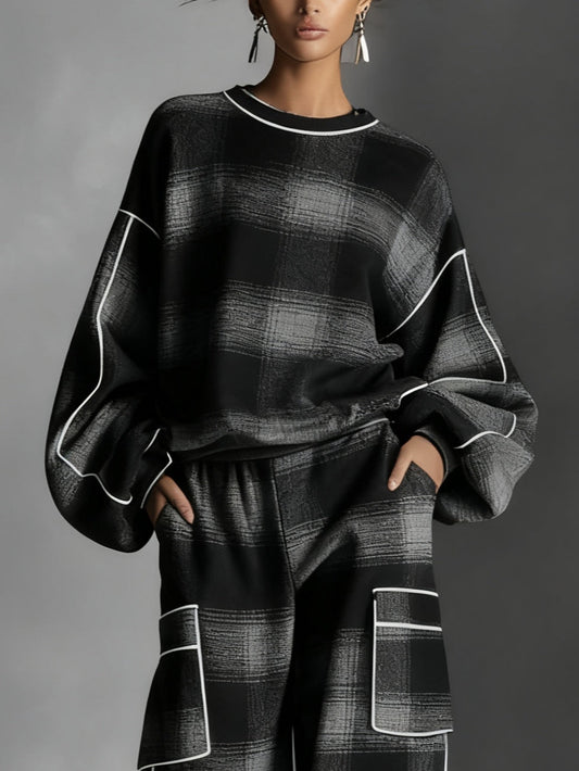 Lainey Plaid Sweatshirt and Pants Set