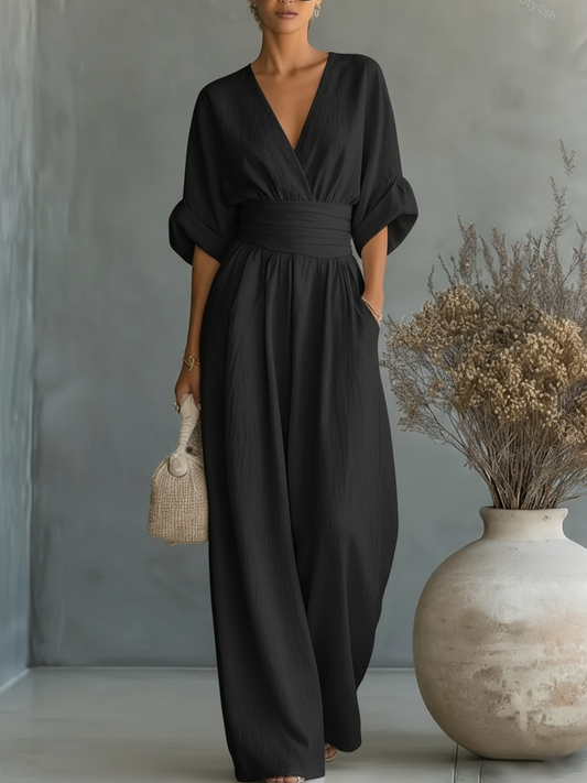 Elegant V-Neck High-Waisted Jumpsuit • S1