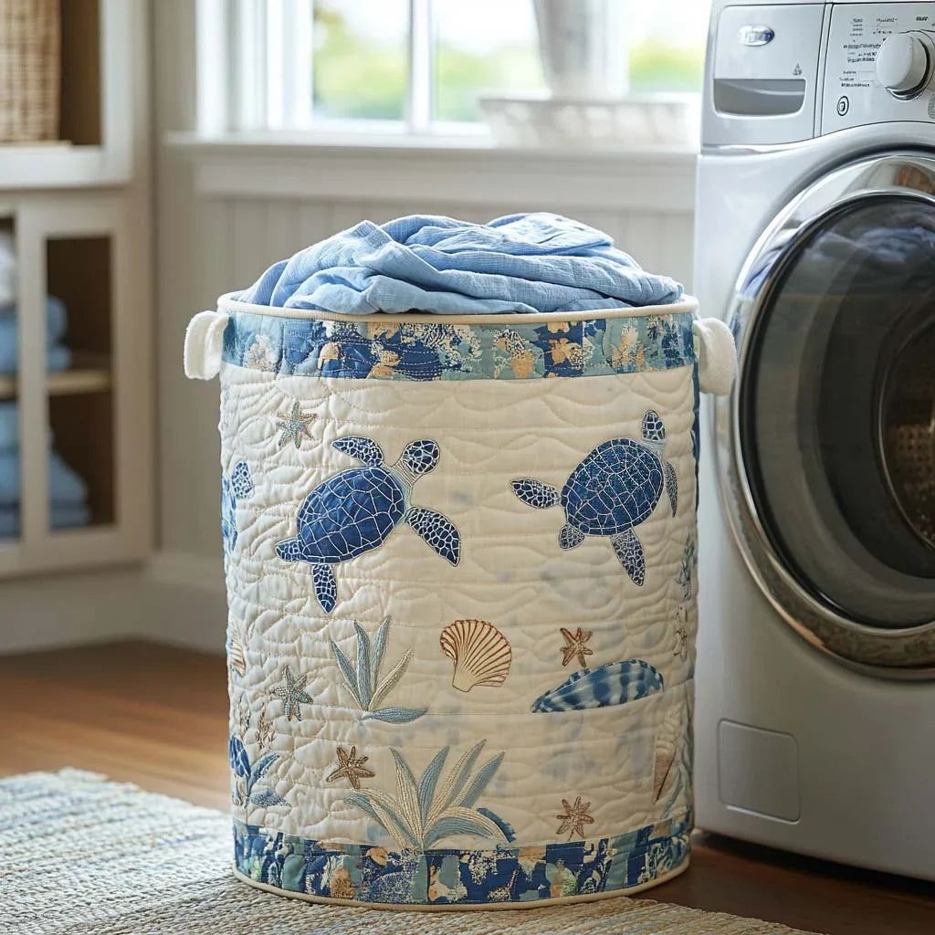 Blue Turtle Cove Laundry Basket - 2