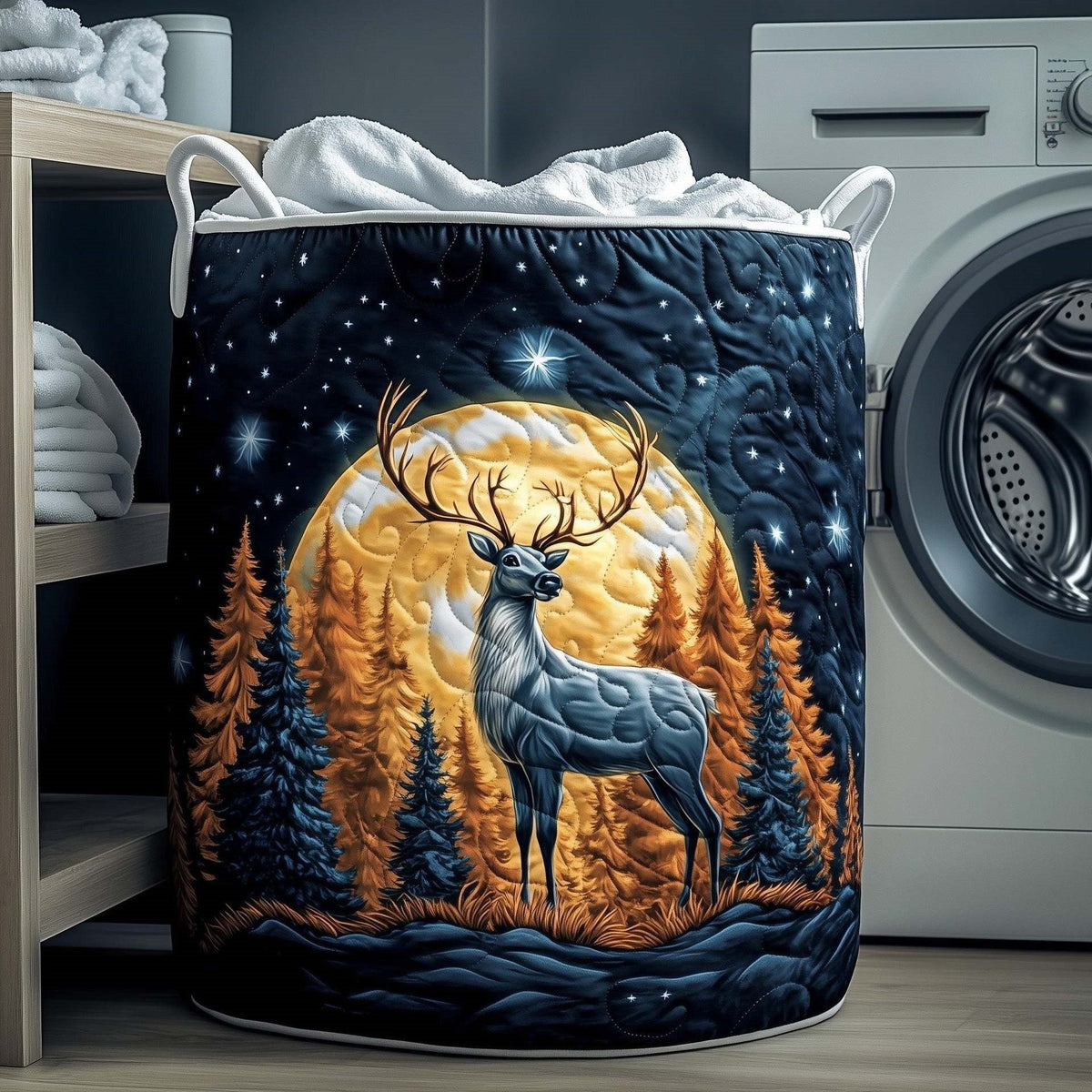 Golden Moon Reindeer Laundry Basket - 2