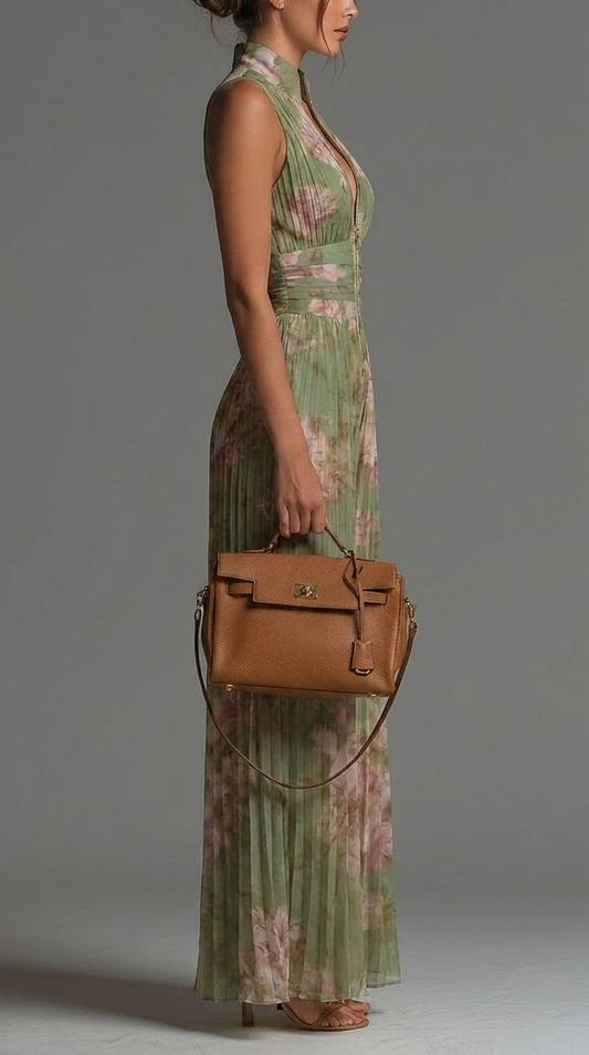 Pleated Floral Chiffon Jumpsuit • S1