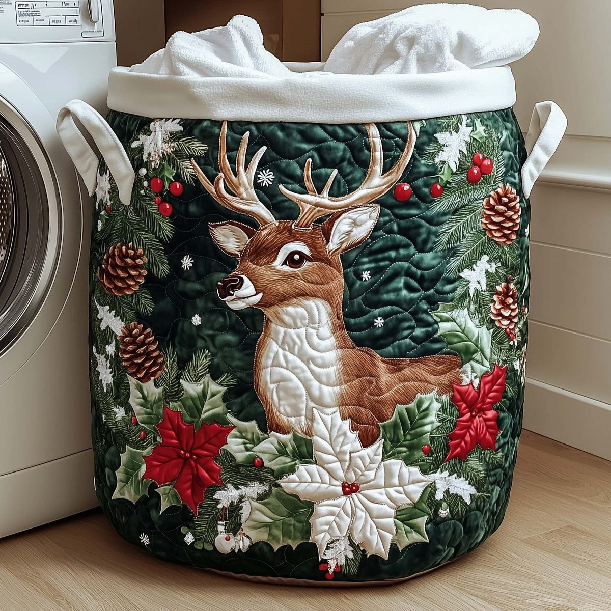 Holly Deer Laundry Basket - 2