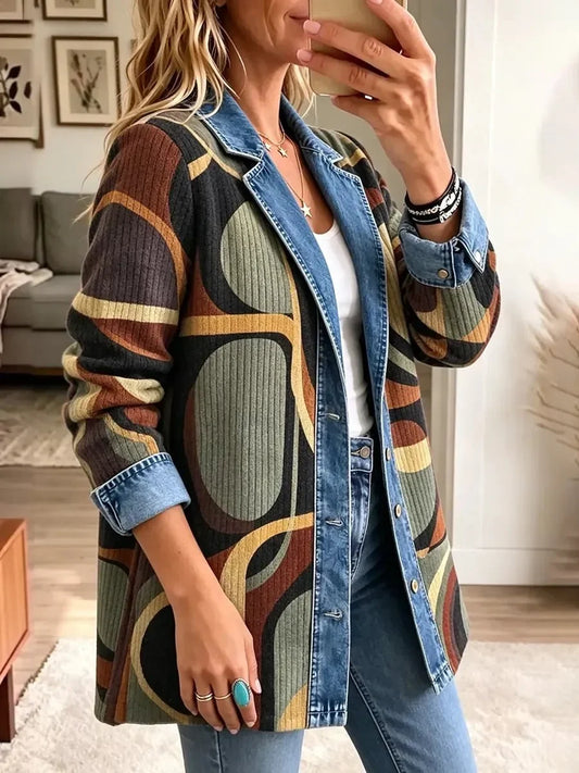 Avery | Vintage Abstract Denim Jacket