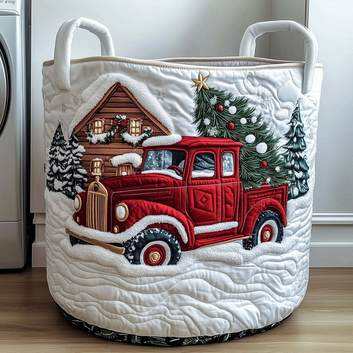 Vintage Christmas Pickup Laundry Basket - 2