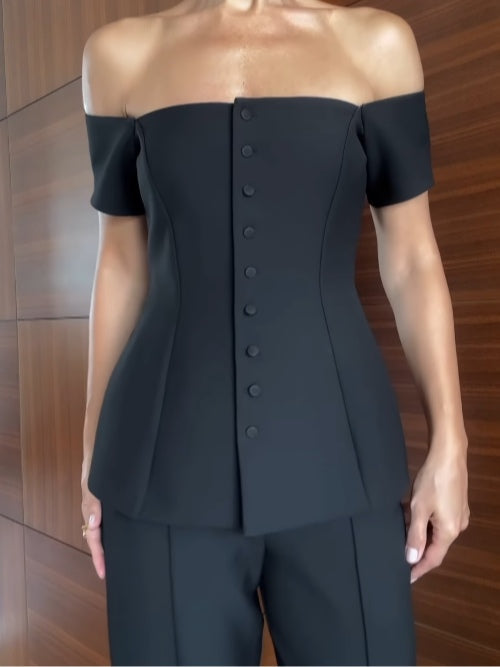 Liane Off-Shoulder Vest Suit