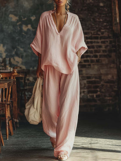 Aurora V-Neck Shirt and Trousers Set