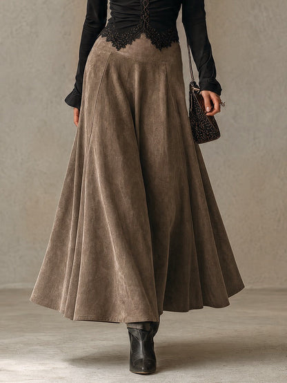 Abigail | Lace Top & Suede-Look Maxi Skirt Set