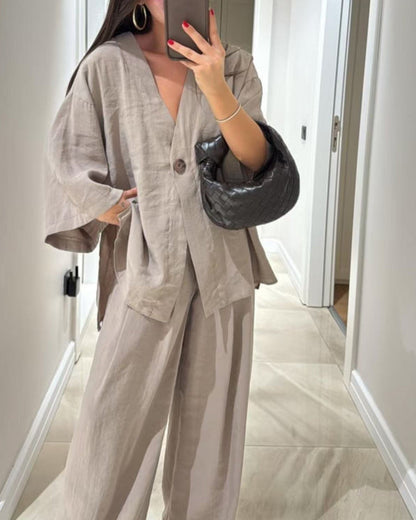 Jenifer V-Neck Top & Pants Set