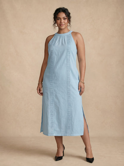 Adele Blue Lace Midi Dress