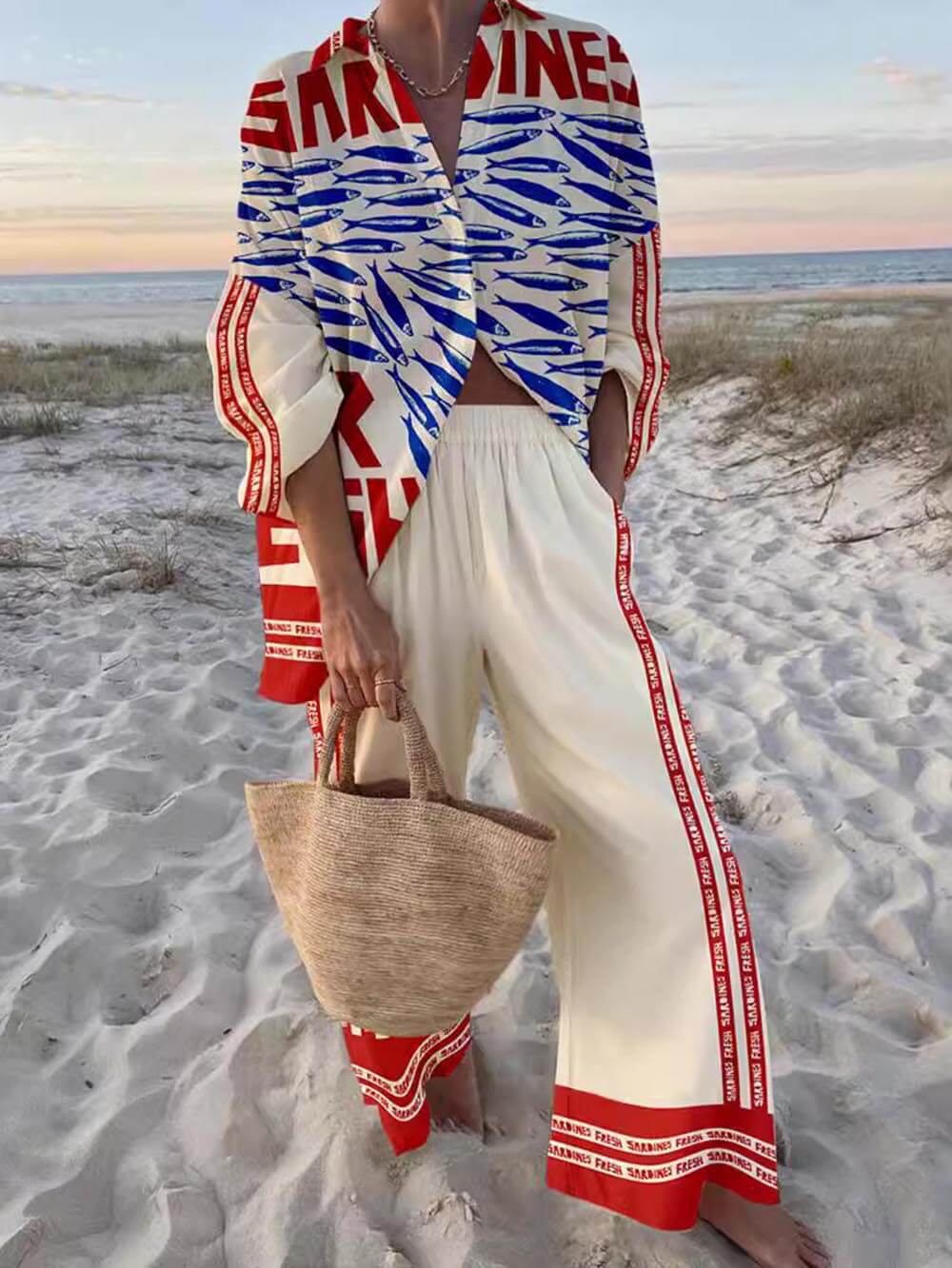 Elaine Oversized Shirt and Wide-Leg Pants Set