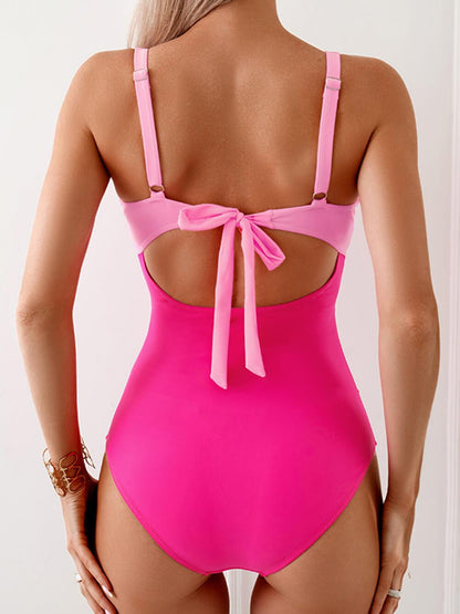 Gianna Contrast Patchwork One-Piece Swimsuit