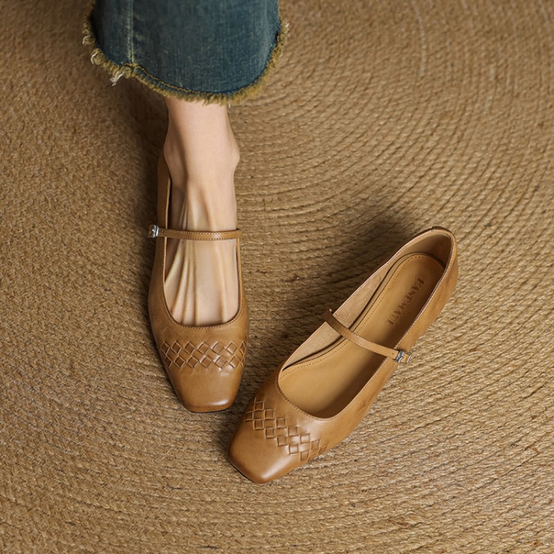 Velin Genuine Leather Mary Jane Flats