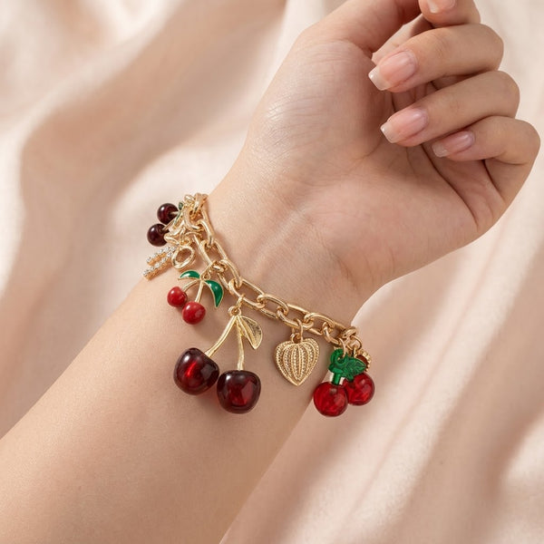 Red Cherry Charm Bracelet