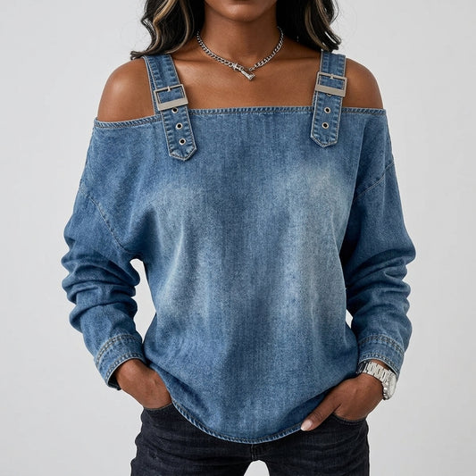 Serena Denim Off Shoulder Top