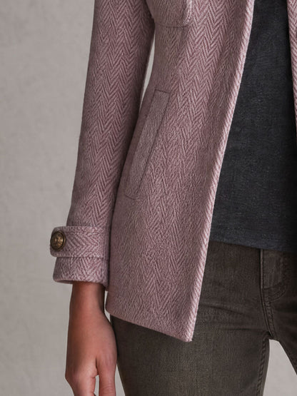 Retro-elegant Pink Herringbone Blend Coat