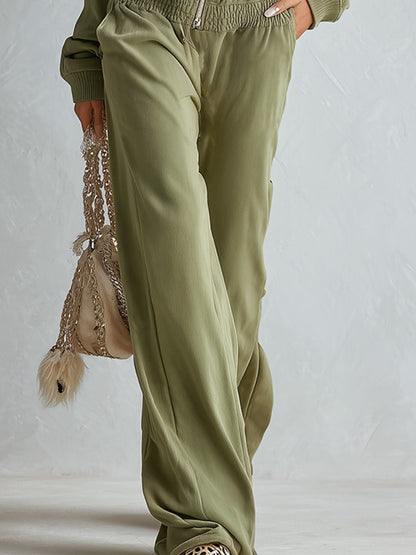 Chic Casual Faux-Fur Trim Muted Olive Cotton Hooded Long-Sleeve Jumpsuit