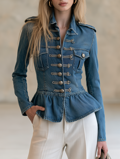 Women’s Western Denim Jacket With Peplum Hem