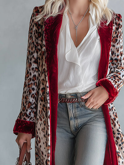 Exquisite Vintage-style Western Leopard-print Velvet Coat