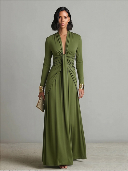 Valentina · Maxi dress with V-neck and ruffle details