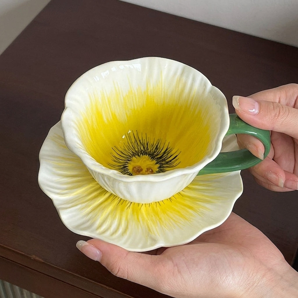Poppy Flowers Tea Cup Set