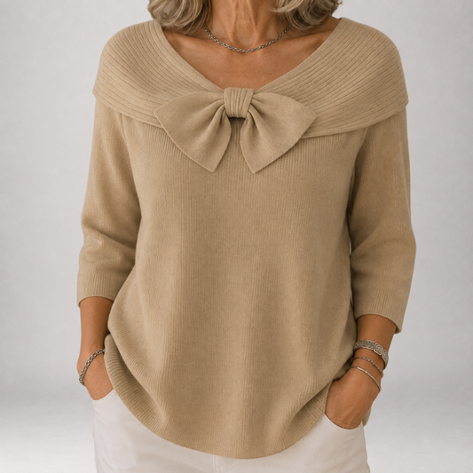 Greer™ | Bow Front Off-Shoulder Sweater