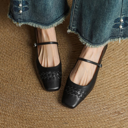 Velin Genuine Leather Mary Jane Flats