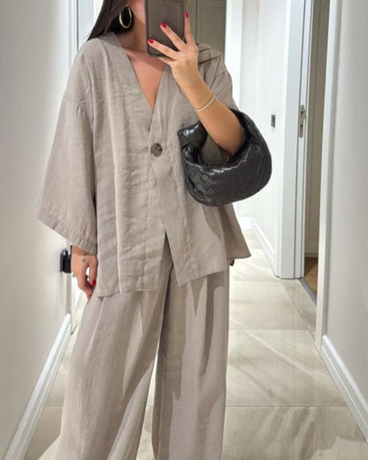 Jenifer V-Neck Top & Pants Set