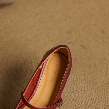 Velin Genuine Leather Mary Jane Flats