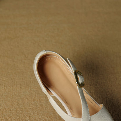 Rela Genuine Leather Cross-Strap Pumps