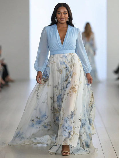 Madeleine | Stunning Floral Print V-Neck Maxi Dress