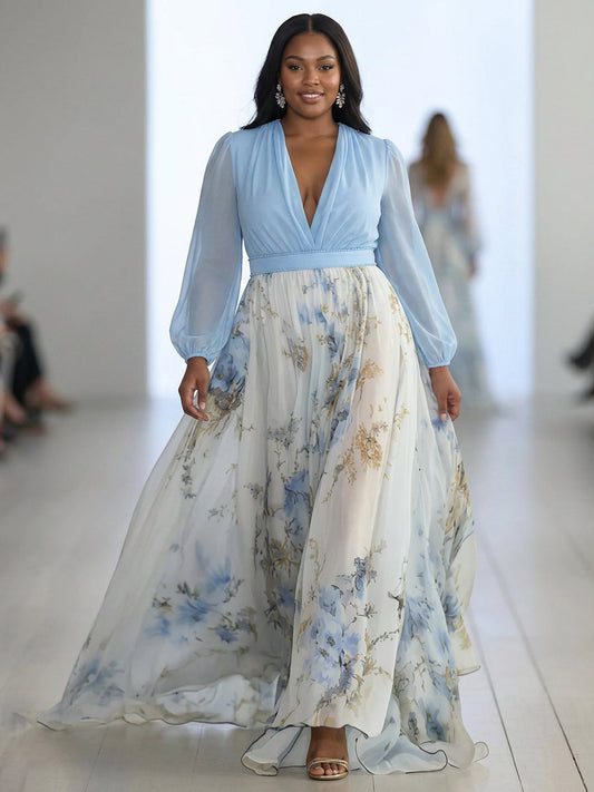 Madeleine | Stunning Floral Print V-Neck Maxi Dress