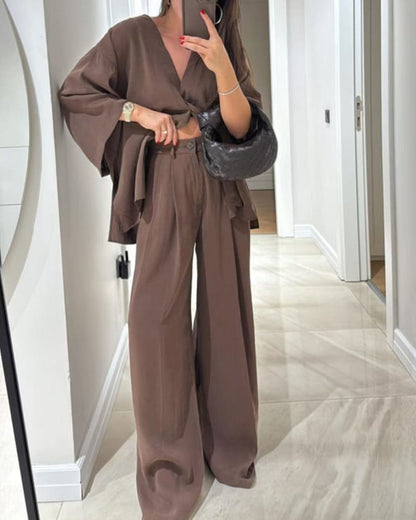 Jenifer V-Neck Top & Pants Set