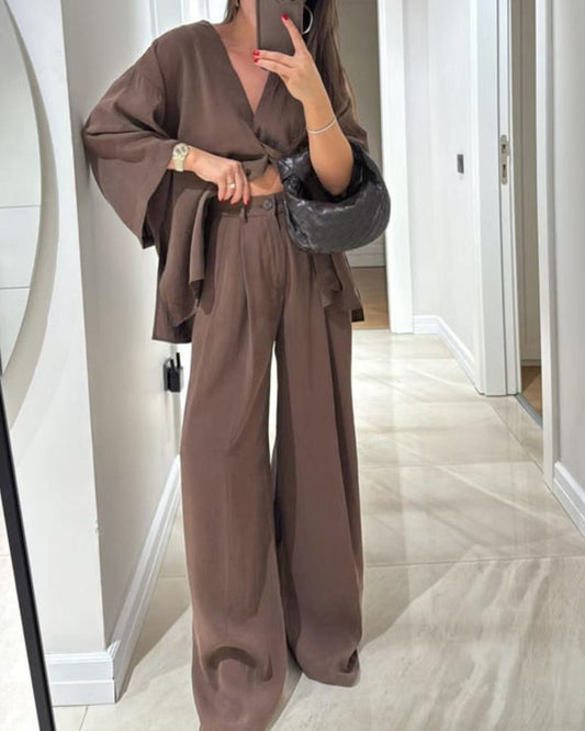 Jenifer V-Neck Top & Pants Set
