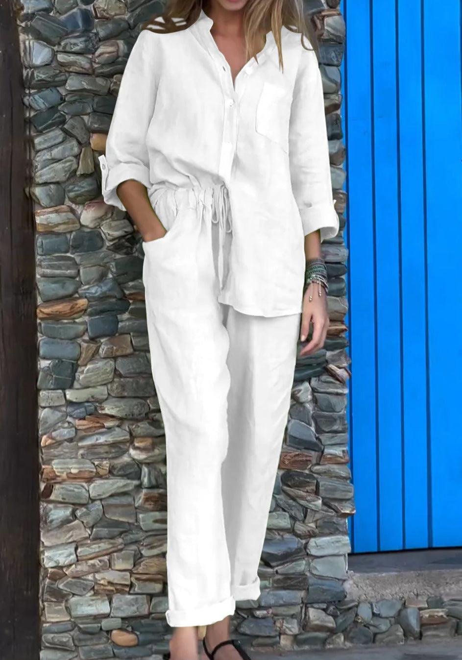 Ivana V-Neck Shirt & Pants Set