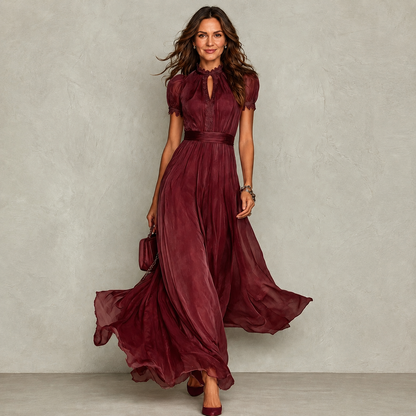 Zoey | Ruffle Neck Pleated Dress for Women