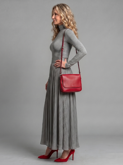 Lana | Long Sleeve Turtleneck Defined Waist Midi Dress