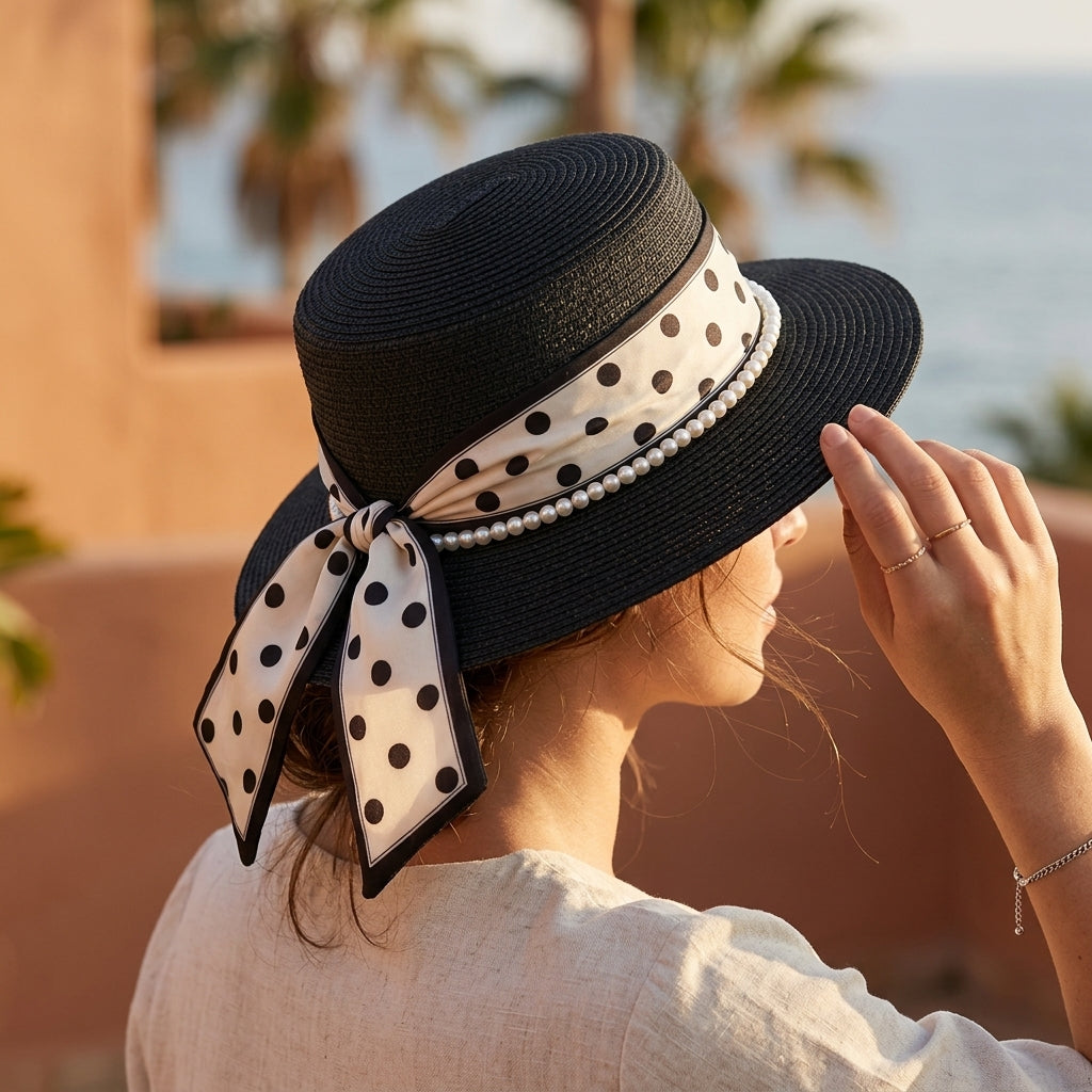 Polka Dot Pearl Sunhat