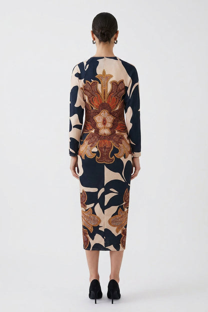 Eva | Sun Escape Unique Print Dolman Midi Dress