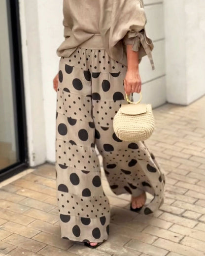 Abby Casual Shoulder Top & Printed Pants Set