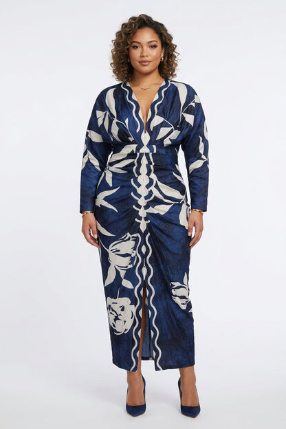 Eva | Sun Escape Unique Print Dolman Midi Dress