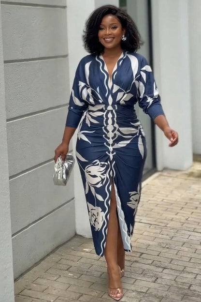 Eva | Sun Escape Unique Print Dolman Midi Dress