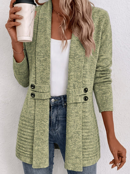 Tessa™ | Sage Ribbed Knit Button-Tab Cardigan