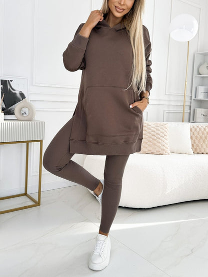 Francine Solid Color Hoodie and Lined Leggings Set